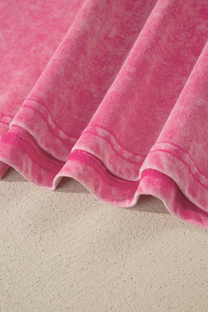 Sachet Pink Solid Color Cotton Mineral Washed Oversize Tee