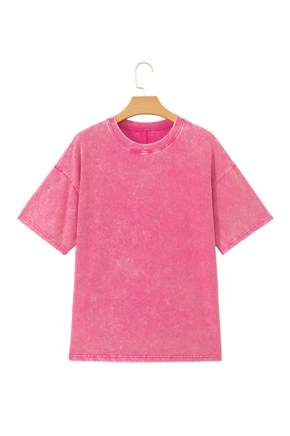 Sachet Pink Solid Color Cotton Mineral Washed Oversize Tee