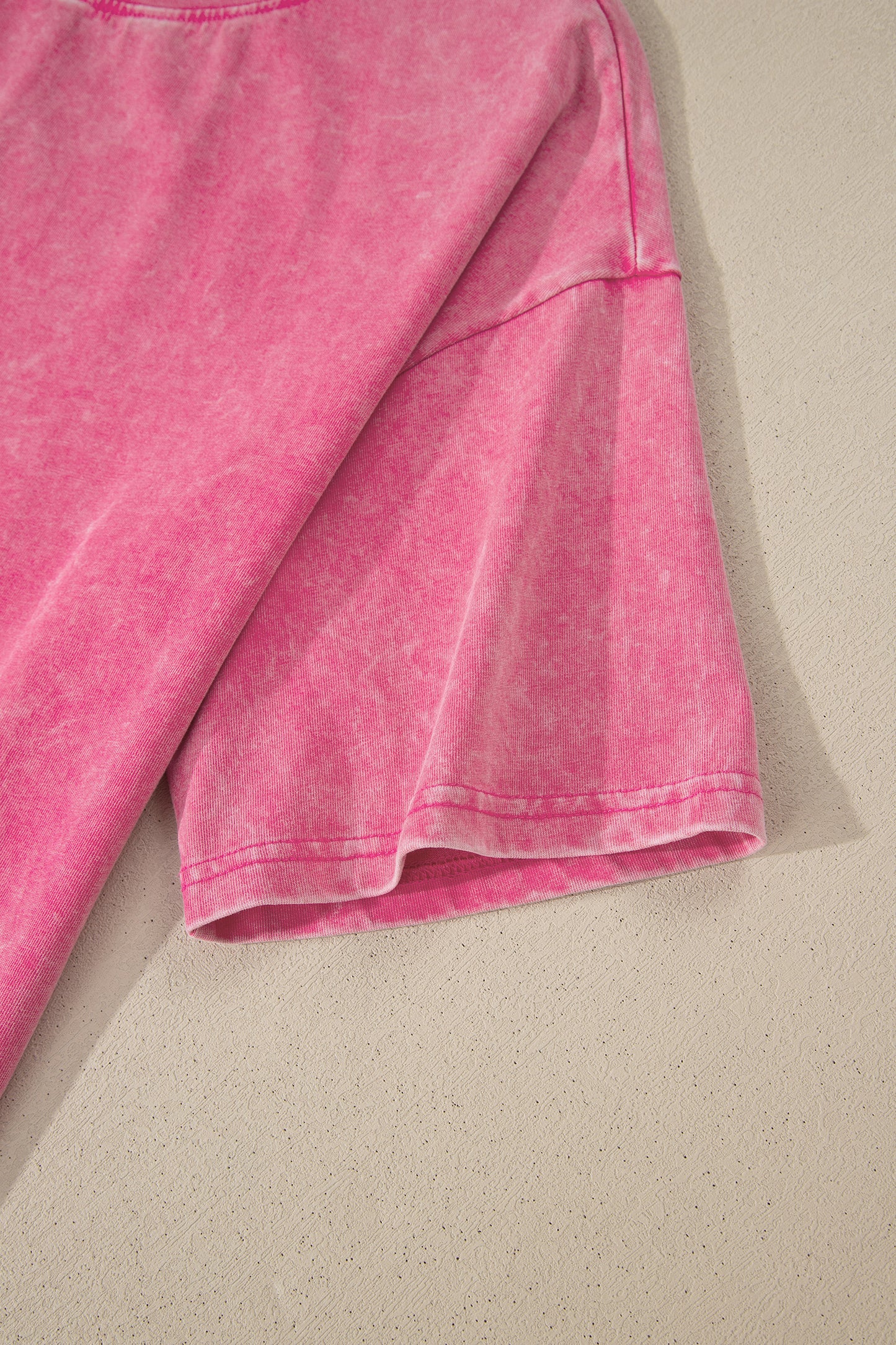 Sachet Pink Solid Color Cotton Mineral Washed Oversize Tee