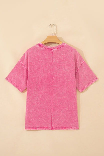 Sachet Pink Solid Color Cotton Mineral Washed Oversize Tee