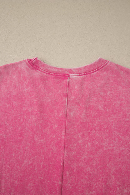 Sachet Pink Solid Color Cotton Mineral Washed Oversize Tee