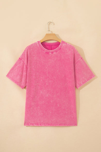 Sachet Pink Solid Color Cotton Mineral Washed Oversize Tee